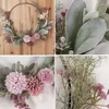 Decorative Flowers Pink Flower Wreath Spring Door With Orchid Chrysanthemum And Green Branches Colorful Front Hanger