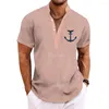 Camicie casual da uomo Henley vintage Top a maniche corte Abbigliamento grafico con ancoraggio 3D Abbigliamento firmato quotidiano Streetwear Uomo hawaiano