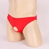 Underpants engraçado roupa interior briefs homens transparente gelo seda aberta virilha livre sexy oco