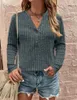 T-shirt da donna Abbigliamento autunno e inverno T-shirt moda Y2k con bottoni casual oversize larghi Top a maniche lunghe Vintgae Tinta unita