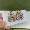 18K Altın Kaplama 925 Gümüş Lüks Marka Tasarımcıları Letters Stud Flower Geometrik Ünlü Kadınlar Yuvarlak Kristal Rhinestone Küpe Cyg2310804-3