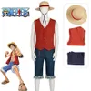 Anime Monkey D. Luffy Cosplay Kostüm Strohhut und Weste Shorts Full Set Uniform Halloween Karneval Party Kostüm für Mencosplay