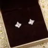 2023 Luxury quality charm stud earring with diamond in silver plated S925 silver square shape have stamp PS4586A