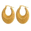 Hoop Earrings Ins Vintage 18K Gold Plated Stainless Steel Rope Texture Earring For Women Waterproof Tarnish Free Party Wedding