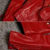 Women's Leather Cool Women Genuine Jacket Coat Sheepskin Motorcycle Biker Real Slim Fit Female Ladies Outerwear Black Red