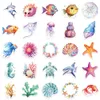 50 PCS Watercolor Marine Fish Stickers For Car Skateboard Fridge Helmet Ipad Bicycle Phone Motorcycle PS4 Book Pvc DIY Decals Kids Toys Decor