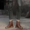 Boots Designer Men's Shoes Italian Full Grain Leather Fall Dress Durable Lace Up Ankle Formal Party Short 2023 Round Toe Outdoor