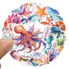 50 PCS Watercolor Marine Fish Stickers For Car Skateboard Fridge Helmet Ipad Bicycle Phone Motorcycle PS4 Book Pvc DIY Decals Kids Toys Decor