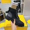 Designer Women Boots Combat Ankle Martin Boot Brand Leather Biker Knit Stretch Fabric Shoes Winter Platform Mid