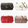 Mode marmont tas Love Heart V Wave Patroon Satchel Schoudertas Ketting Handtassen Crossbody Purse Lady Lederen klassieke stijl Tote Tassen 25 cm 6 kleuren M1732