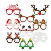 9st Santa Claus Xmas Tree Elk Paper Glasses Fram Julglasögon Foto Prop Juldekorationer Nyår Navidad Kids Gift GC2361