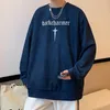 Männer Hoodies 2023 Herbst Hip Hop Mode Wildleder Pullover Schaum Druck Prozess Schwergewicht Lose Rundhals