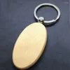 Porte-clés 200 pièces blanc ovale Ellipse en bois porte-clés bricolage Promotion porte-clés pendentif porte-clés étiquettes cadeaux promotionnels