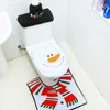 Toiletbrilhoezen 3 stks Kerst Cover Tapijt Leuke Cartoon Kerstman Sneeuwpop Elanden Elf Decoraties Thuis Badkamer Benodigdheden