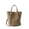 Evening Bags Mini Bucket Bag Grey Tote Genuine Leather Women Luxury Handbag Lady Cowhide Crossbody Small Woman Shoulder