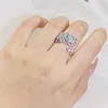 2023 Choucong marca anillos de boda hechos a mano joyería de lujo 925 plata esterlina relleno azul 5A circón cúbico CZ diamante fiesta mujeres promesa anillo de plumas abierto regalo