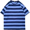 Men's T Shirts T-shirts Men Summer Striped O-neck Ins All-match Fashion Chic Tops Male Clothing Streetwear Students Ulzzang Teens Handsome