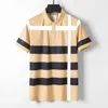 Designer Men Polo T-shirt Yellow Checked Stripes 100% Cotton Fashion Casual Men's Street Polo Lapel Commercial Sleeve 2769