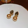 Baumelnde Ohrringe, barock, schlicht, Brincos, koreanische Mode, französischer Champagner, Tropfen-Bolzen für Frauen, zarter, sanfter Schmuck, Pendientes