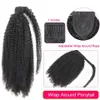 Afro Kinky Curly Drawstring Ponytail Mongolian Kinky Curly Wrap Around Ponytail 4B 4C Remy Hair Extensions Human Hair Pony Tail Hairpiece 120g Jet Black