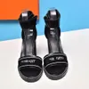 women sandal Dress shoes ladies high heels and comfortable strap letters short boots leather material