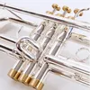 Ny ankomst LT197GS-77 Trumpet B Flat silverpläterat högkvalitativt musikinstrument med fall gratis frakt