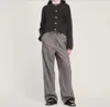 Francese - Autunno/Inverno Nuovo san-dro-e misto lana Pantaloni semplici e casual con lacci in vita elastica a gamba larga Pantaloni di lana da donna