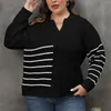 Pulls pour femmes pull pull tissé grande taille automne et hiver patchwork col rayé hommes sweat-shirts