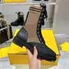 Designer Women Boots Combat Ankle Martin Boot Brand Leather Biker Knit Stretch Fabric Shoes Winter Platform Mid