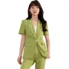 Women's Two Piece Pants Suit Jacket Summer Thin Small Leisure Business Formal Work Clothes