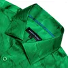 Men's Casual Shirts Luxury For Men Silk Satin Green Long Sleeve Slim Fit Male Blouses Trun Down Collar Tops Breathable Clothing