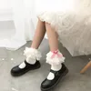 Women Socks 1 Pair Ruffle Ankle Sweet Frilly Ballet For Girls With Bows Lace Top Sock Princess Style Dress