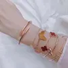 C klassisches Nagelarmband, Kopf- und Schwanzset, Diamant, zurückhaltendes Luxus-Armband, zwei Farben, Weißgold, Roségold