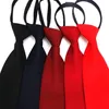 Cravates de cou pré-nouées cravate hommes maigre fermeture éclair rouge noir bleu couleur unie mince étroit marié fête femmes robe présente 214w