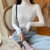 Mulheres suéteres à venda outono inverno mulheres manga longa de malha dobrável gola alta com nervuras pull suéter macio quente femme jumper pulôver roupas 231007