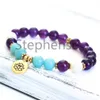 MG0697 8 mm Aquamarin Amethyst Armband Natural Moonstone Edelsteinergiearmband Neues Design Frauen Chakra Yoga Mala Bracelet297g