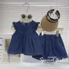 Set di abbigliamento Ragazza del bambino Set di vestiti in denim Solido Moda Estate Casual Abbigliamento per bambini Designer di alta qualità