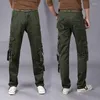 Men's Pants Teenager Boy Adult Men Casual Cargo Pockets Full Length Trousers Outdoor Khaki Green Army Pant Man