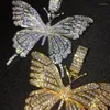 Pendant Necklaces Huitan Big Butterfly Necklace Silver Color/Gold Color Couple Punk Hip Hop Style Women Men Chic CZ Jewelry