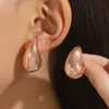 Boucles d'oreilles créoles épaisses en or et argent pour femmes Dupes goutte d'eau créoles ouvertes hypoallergéniques plaqué or bijoux de mode pour femmes filles