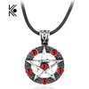 Anhänger Halsketten Supernatural Serie Pentagramm Halskette mit Seilkette Dean Winchester Stern versilbert roter Kristall Schmuck269K