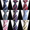 Bow Ties randiga slipsar för affärsmän Blue Red Fashion 8cm Silk Wedding Party Formal Suit Tie Gravata Jacquard Woven Slips