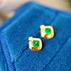 Boucles d'oreilles JHY solide or 18 carats Nature 0,37ct 4mm émeraude verte et diamants pour femmes bijoux fins cadeaux d'anniversaire