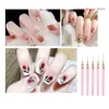 Pinceaux à ongles Art Liner 5pcs Brosse pour longues lignes UV Gel Vernis Peinture Design Stylos à dessin 231007