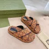 W410308 Designer Slippers Dikke Zolen Visgraat Voor Vrouwen Buiten 2023 Zomer Nieuwe Gedrukt Biscuit Sandalen Damesschoenen