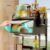 Scolapiatti per lavello da cucina, con porta dell'armadio, ciotola antipolvere regolabile e organizer per accessori per piatti