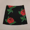 Skirts Rose Patch Black Mini Skirt In Clothes Woman Clothing