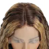 Syntetiker Highlight Human Hair 13x6 Deep Wave Curly Coliled Honey Blonde Spets Frontal For Women Ombre Front 231007