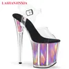 Dress Shoes Wedding Crystal Thin High Heels Women Sandals 20CM Super Nightclub Pole Dancing 8 Inch Open Toe Thick Platform Stripper