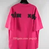 Algodão Palm Angel Metade PA Palmangel Pescoço Palma Angels Pal Camiseta Mens Camisetas Carta Moda Impressão Unissex Mulheres Rodada Casal Roupa Namorado Estilo G L3J3